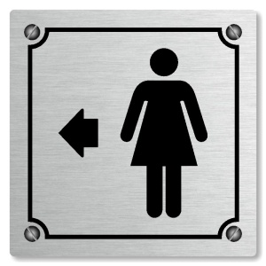 WC ženy vlevo, 100x100mm, stříbrná, Kansas